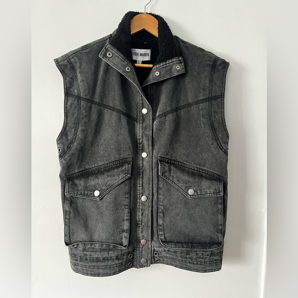 Steve Madden Charcoal Denim Vest